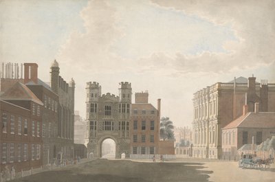 Whitehall montrant la porte de Holbein et la salle de banquet - Thomas Sandby